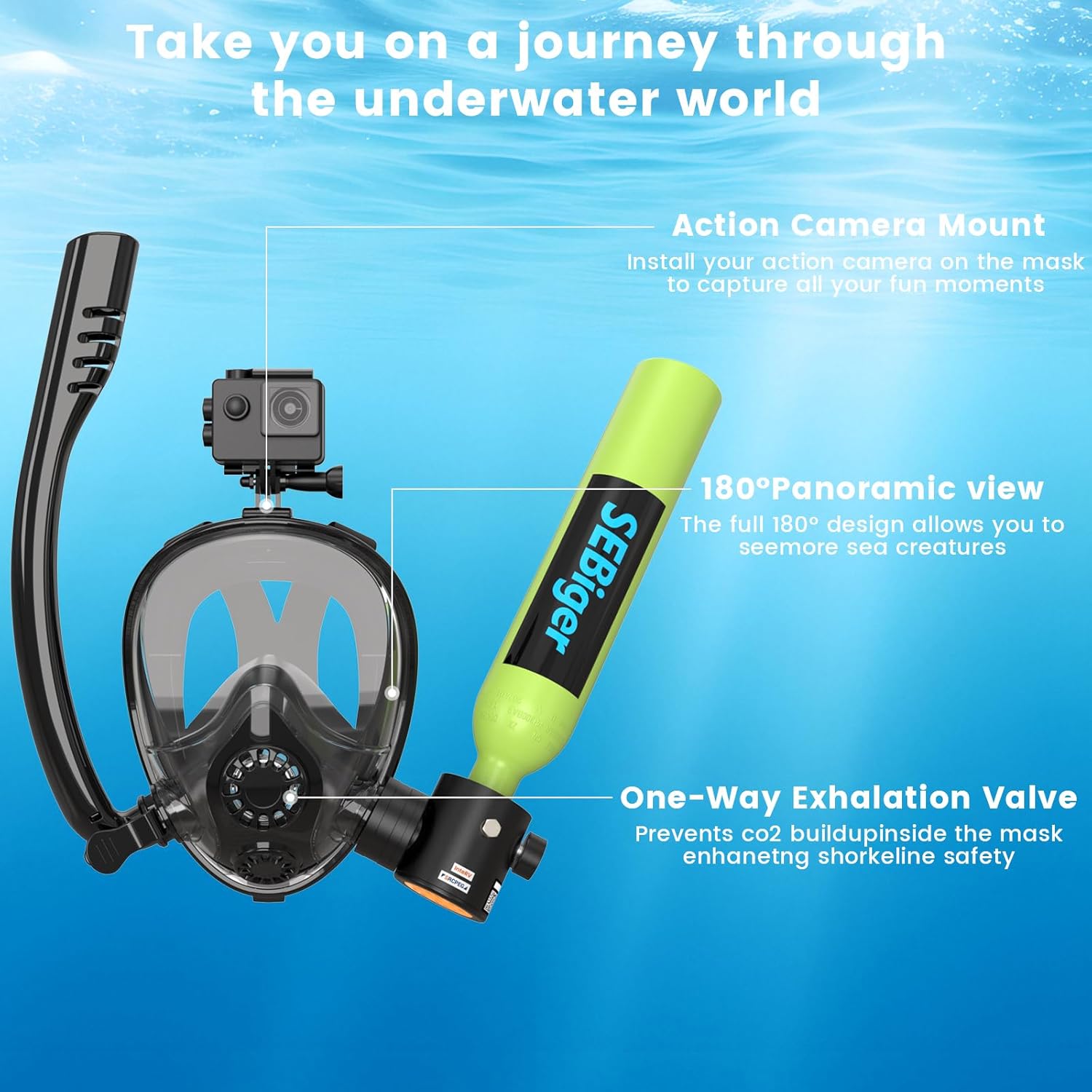 0,5L Mini Scuba Tüpü ve Tam Yü - Snorkel Mask Full Face incelemesi ve fiyatı